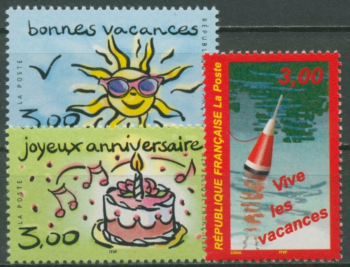 Frankreich 1999 Grußmarken Ferien Geburtstag 3383/85 postfrisch