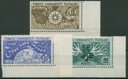 Türkei 1954 5 Jahre Nationalpakt (NATO) 1388/90 postfrisch Ecken
