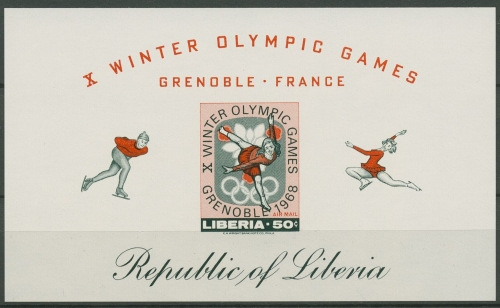 Liberia 1967 Olympische Winterspiele '68 Grenoble Block 42 B postfrisch (C29252)