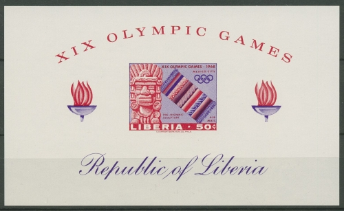 Liberia 1967 Olympische Sommerspiele '68 Mexiko Block 41 B postfrisch (C29257)