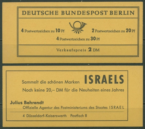 Berlin Markenheftchen 1966 Brandenburger Tor MH 5b RLV IV postfrisch, li. offen