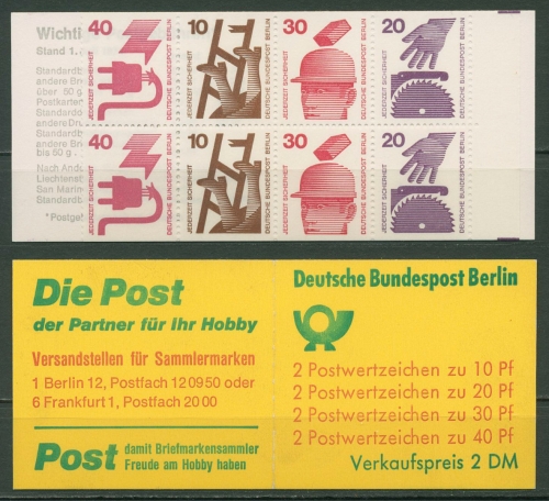 Berlin Markenheftchen 1974 Unfallverhütung MH 9 c IIb postfrisch