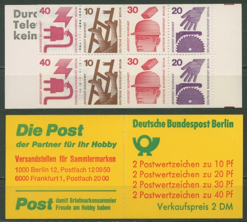 Berlin Markenheftchen 1974 Unfallverhütung MH 9 d Ib postfrisch