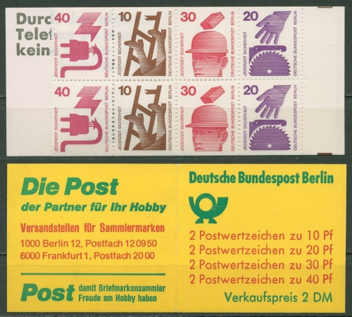 Berlin Markenheftchen 1974 Unfallverhütung MH 9 d IIb postfrisch