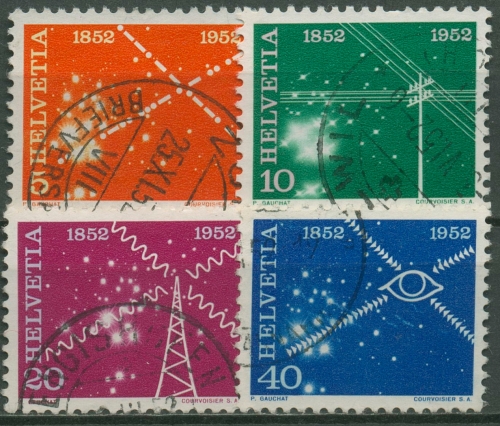 Schweiz 1952 Elektrisches Nachrichtenwesen Telefon Rundfunk 566/69 gestempelt