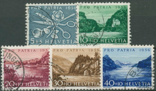 Schweiz 1956 Pro Patria Arbeit der Frau Seen Flüsse 627/31 gestempelt