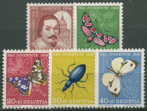 Schweiz 1956 Pro Juventute Architekt Carlo Maderno Insekten 632/36 postfrisch