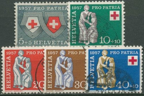 Schweiz 1957 Pro Patria Rotes Kreuz Wappen 641/45 gestempelt