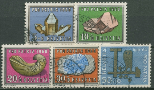 Schweiz 1960 Pro Patria Mineralien Steine Fossilien Handwerk 714/18 gestempelt