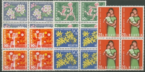 Schweiz 1962 Pro Juventute Mutter Kinder Pflanzen 758/62 4er-Block postfrisch