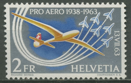 Schweiz 1963 Pro-Aero Gedenkpostflüge Segelflugzeug 780 postfrisch