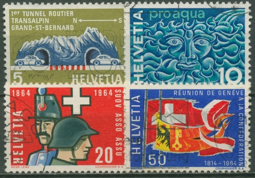 Schweiz 1964 Ereignisse Tunnel St.Bernhard Gewässerschutz 791/94 gestempelt