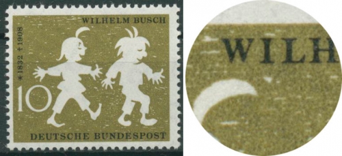 Bund 1958 Wilhelm Busch mit Plattenfehler 281 f 1 postfrisch