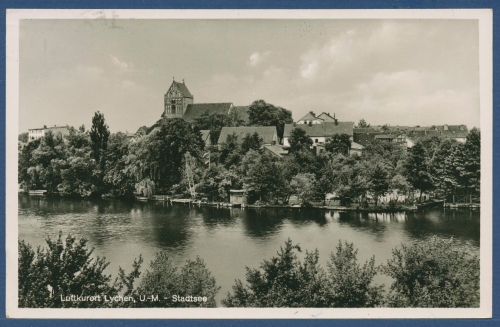 Luftkurort Lychen Uckermark Stadtsee Kirche, gelaufen 1940 (AK3722)