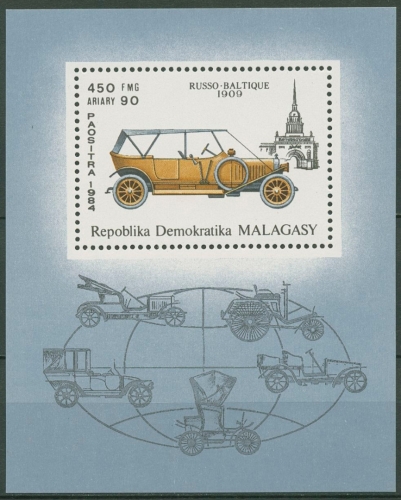 Madagaskar 1984 Oldtimer Autos Bauwerke Block 24 postfrisch (C29290)
