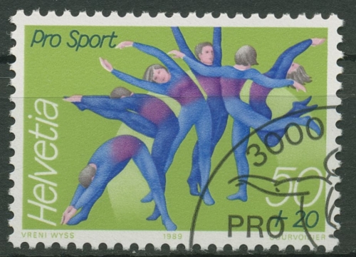 Schweiz 1989 Sporthilfe Gymnastikgruppe 1404 gestempelt