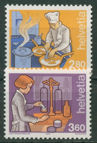 Schweiz 1992 Berufe Koch Apothekerin 1463/64 postfrisch