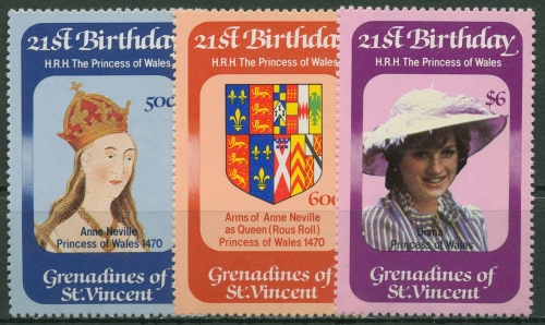 St. Vincent-Grenadinen 1982 21. Geburtstag Prinzessin Diana 244/46 postfrisch