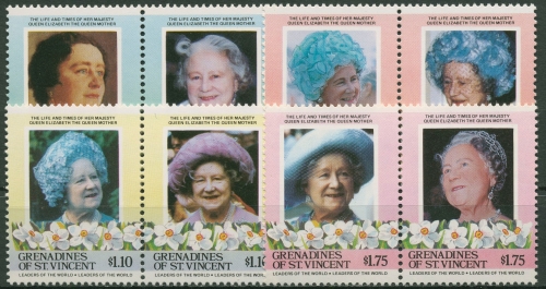 St. Vincent-Grenadinen 1985 Geb. Königinmutter Elisabeth 413/20 ZD postfrisch