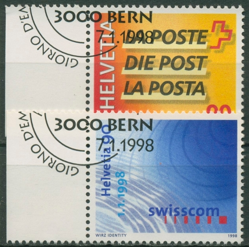 Schweiz 1998 Post und Swisscom 1637/38 gestempelt