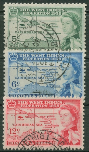 Trinidad und Tobago 1958 Britisch-Westindische Föderation 169/71 gestempelt