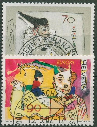 Schweiz 2002 Europa CEPT Zirkus Clown 1794/95 gestempelt