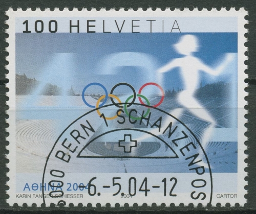 Schweiz 2004 Olympia Sommerspiele Athen Marathonlauf 1881 gestempelt