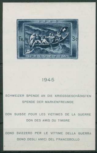 Schweiz 1945 Kriegsgeschädigte Block 11 postfrisch, Block beschnitten (C19583)