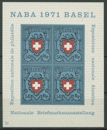 Schweiz 1971 NABA Rayon I-Marke Nachbildung Block 21 postfrisch (C96277)