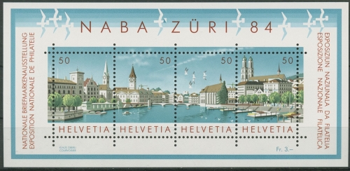 Schweiz 1984 NABA ZÜRI Stadtansicht Zürich Block 24 postfrisch (C96283)
