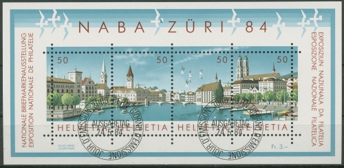 Schweiz 1984 NABA ZÜRI Stadtansicht Zürich Block 24 gestempelt (C96284)