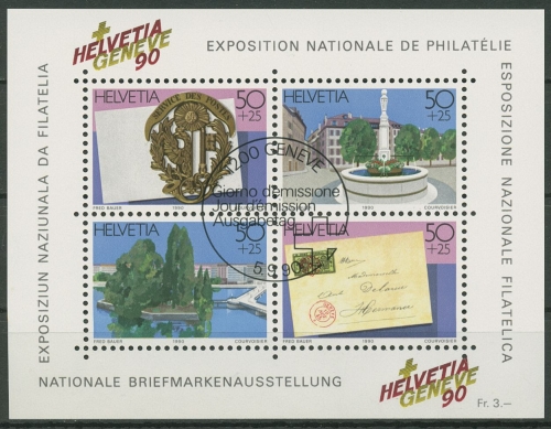 Schweiz 1990 HELVETIA GENEVE´90 Block 26 gestempelt (C96288)