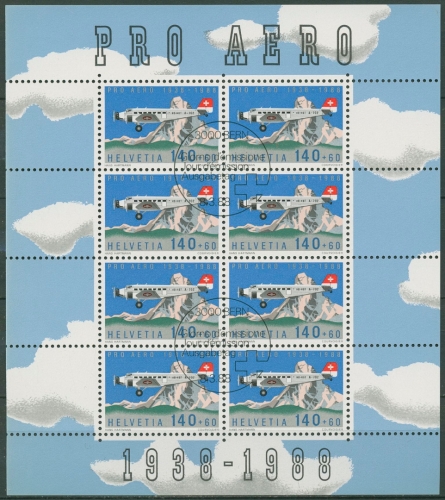 Schweiz 1988 Pro Aero Flugzeug Junkers JU-52 1369 K gestempelt (C96323)
