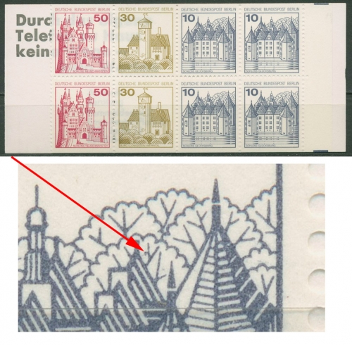 Berlin Markenheftchen 1977 B & S mit Plattenfehler MH 10 aII PF IV postfrisch