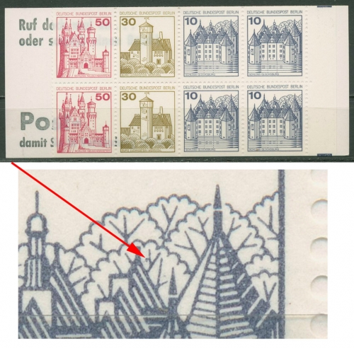 Berlin Markenheftchen 1977 B & S mit Plattenfehler MH 10 ba PF IV postfrisch