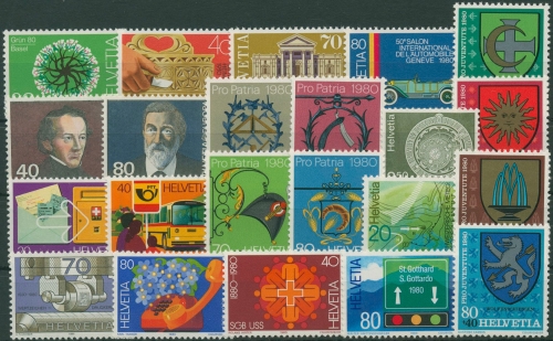 Schweiz Jahrgang 1980 komplett 1169/90 postfrisch (G96408)