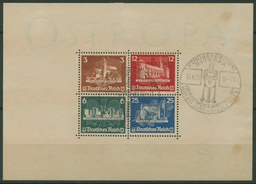 Deutsches Reich 1935 OSTROPA Block 3 gestempelt, Blockrand fleckig