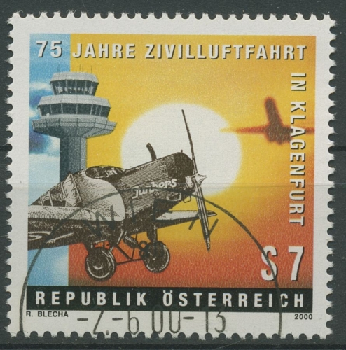 Österreich 2000 Flughafen Klagenfurt Flugzeug Junkers-Hahn F-13 2312 gestempelt