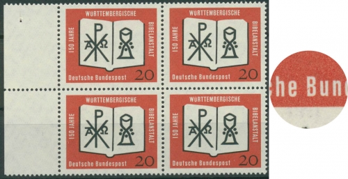 Bund 1962 Plattenfehler B von BUNDESPOST gebrochen, 382 f 31 postfrisch