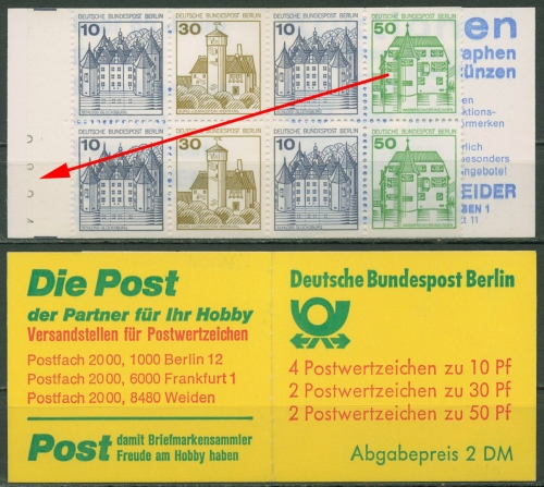 Berlin Markenheftchen 1980 Burgen und Schlösser MH 11 k mit Bogen-Nr. postfrisch