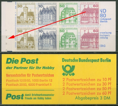 Berlin Markenheftchen 1980 B&S mit Bogenzähl-Nr. MH 12 b Bg.-Nr. postfrisch