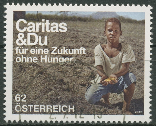 Österreich 2012 Caritas Junge mit Saatkörnern 3004 gestempelt