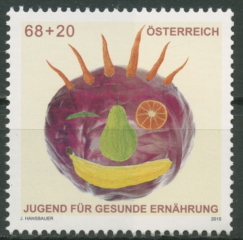 Österreich 2015 Gesunde Ernährung Obst-Gemüse-Collage 3216 postfrisch