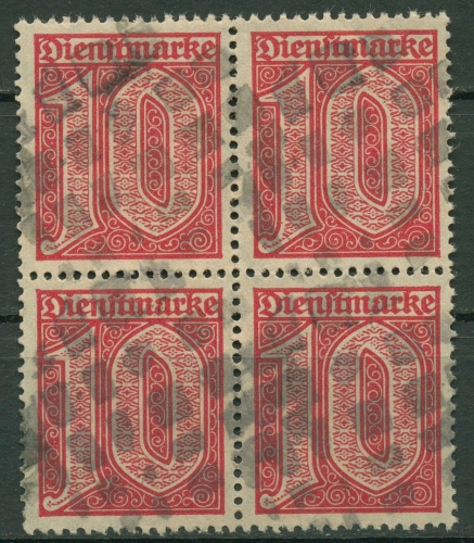 Deutsches Reich Dienstmarken 1920 ohne 21, D 24 4er-Block gestempelt