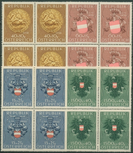 Österreich 1949 Kriegsgefangenenfürsorge Wappen 937/40 4er-Block postfrisch