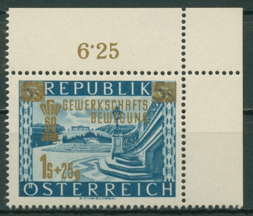 Österreich 1953 Gewerkschaft Schlosspark Schönbrunn 983 Ecke postfrisch
