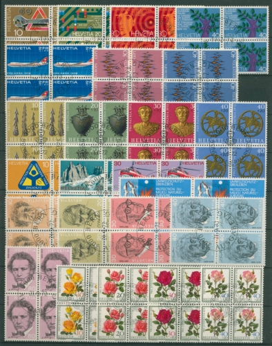 Schweiz 1972 Jahrgang komplett Viererblocks gestempelt (SG5310)