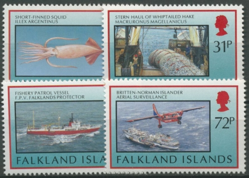 Falkland 1993 Fischerei Tintenfisch Schiffe 588/91 postfrisch