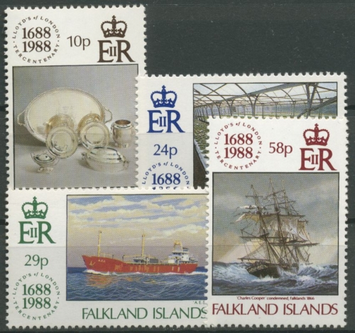 Falkland 1988 300 Jahre Lloyd's Schiffe Gewächshaus 484/87 postfrisch
