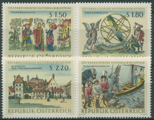 Österreich 1966 Nationalbibliothek Illustrationen 1218/21 postfrisch